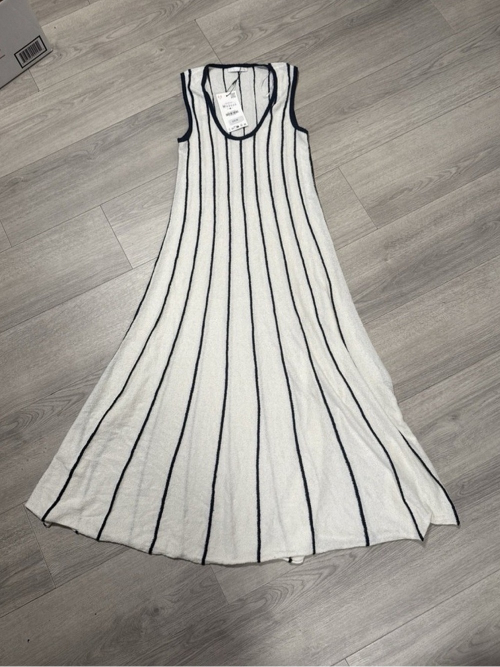 Zara NWT Navy Stripe  Sleeveless Knit Maxi Dress Medium